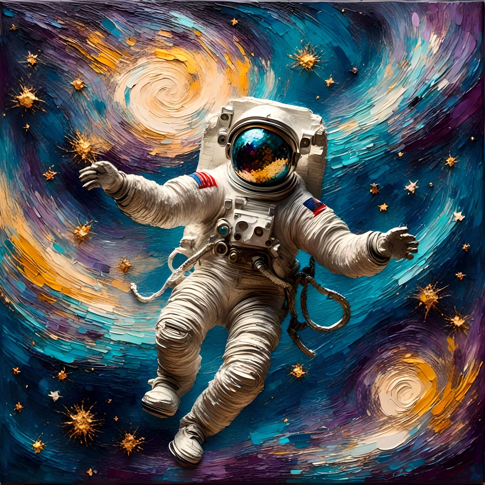 Astronaut in Starry Night Style Cosmos