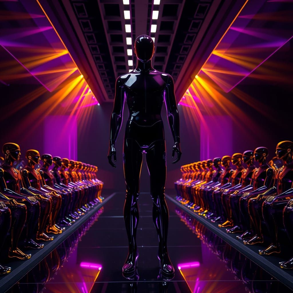 Futuristic Runway Fashion With Glass Mannequin