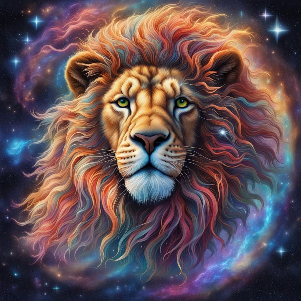 Cosmic Lion Astral Illustration by Pablo Amaringo