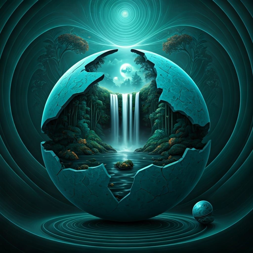 Dreamlike 3D Globe Reveals Waterfall and Jungle