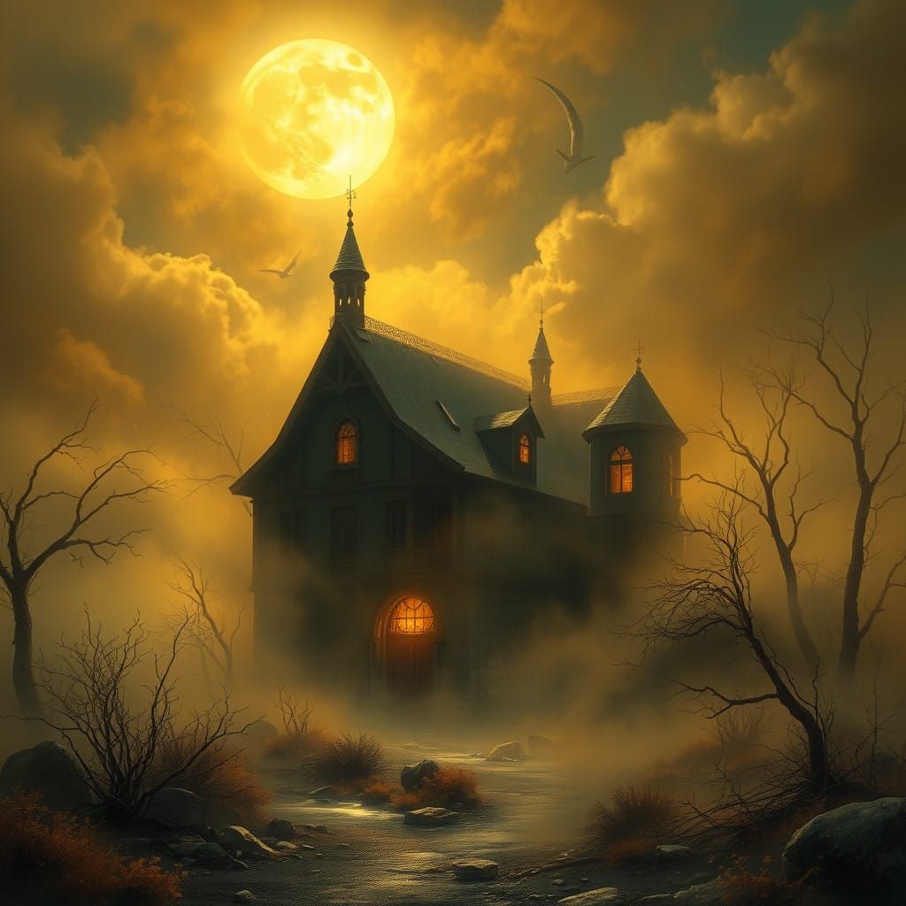 Ethereal Nightmare: Abandoned Landscape Unravels in Dark, Su...