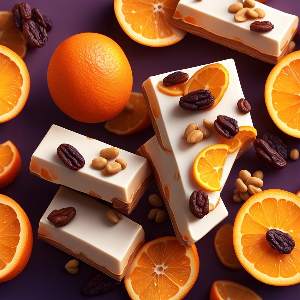 Delicious Orange Raisin Nougat: Detailed Matte Painting