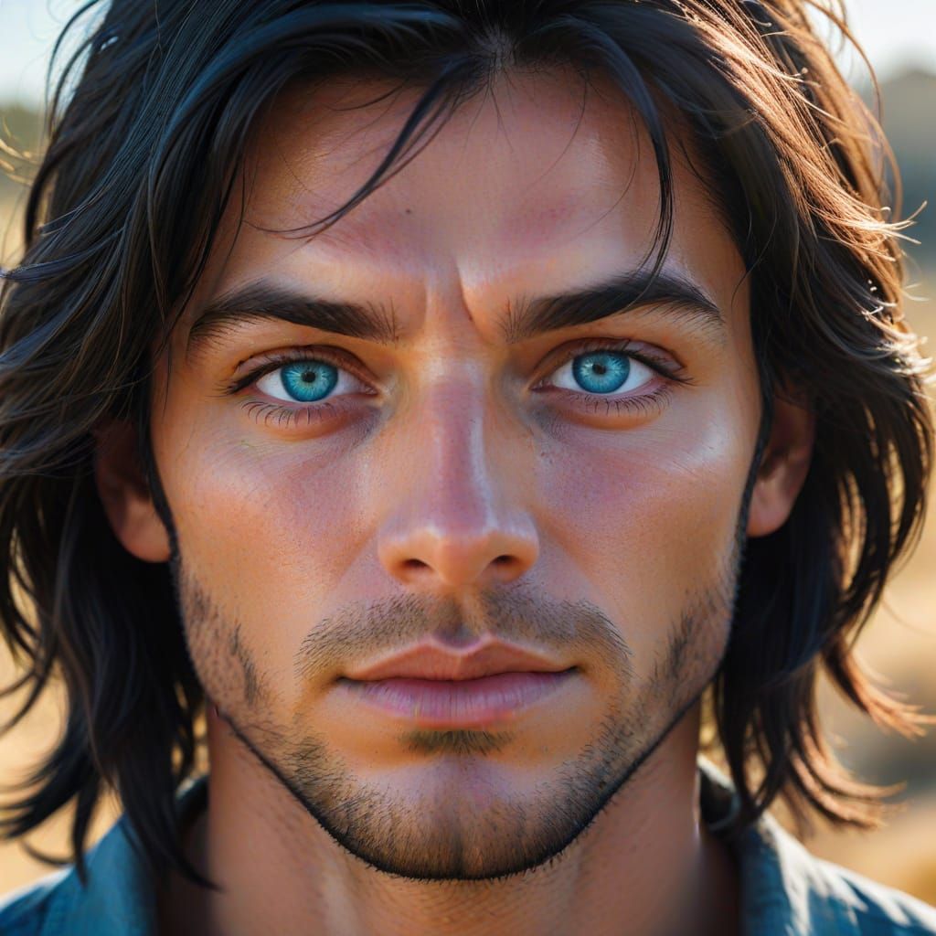 Mysterious Man in Vibrant Landscape