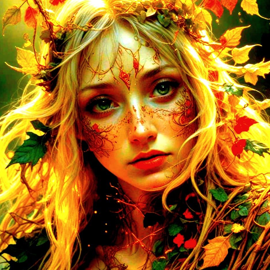 Ethereal Goddess Surrounded by Whispers of Nature