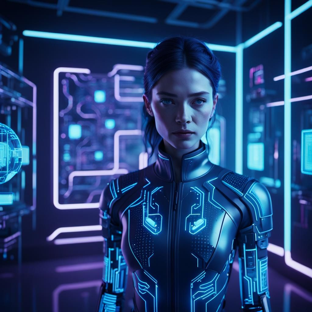 Glowing Hologram in Futuristic Laboratory