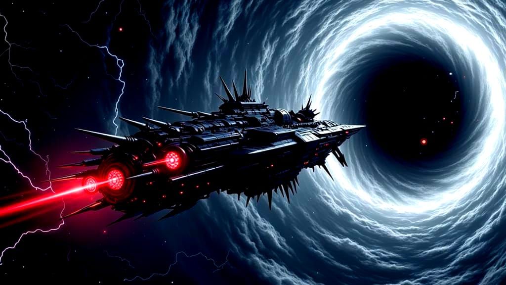 Menacing Spaceship Emerges from Black Hole