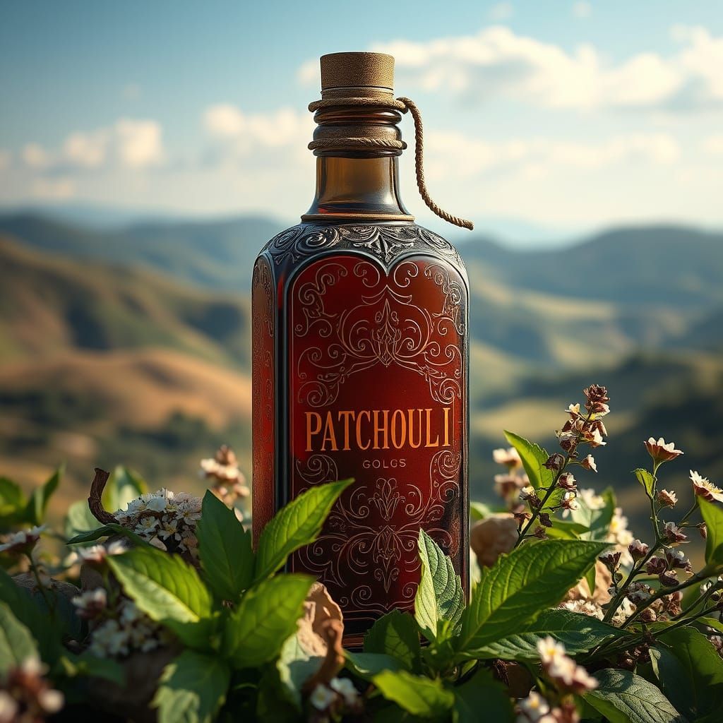 Patchouli Oil Still Life in Impressionistic Style