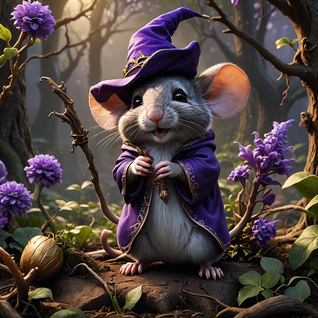 Alarmed Mouse Wizard with Mandrake Root