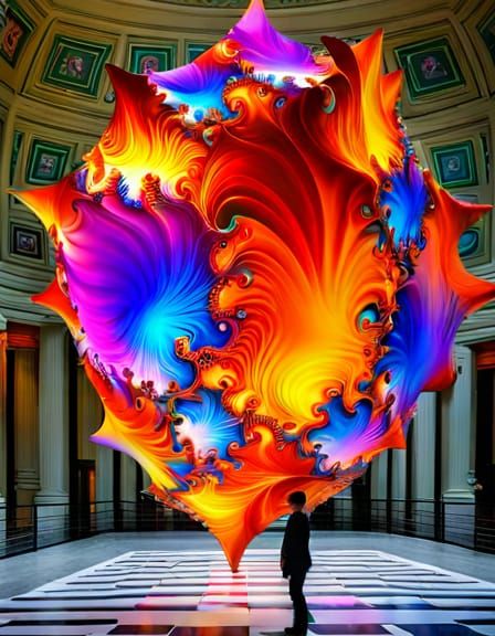 Colorful Mandelbrot Set Artpiece in Museum