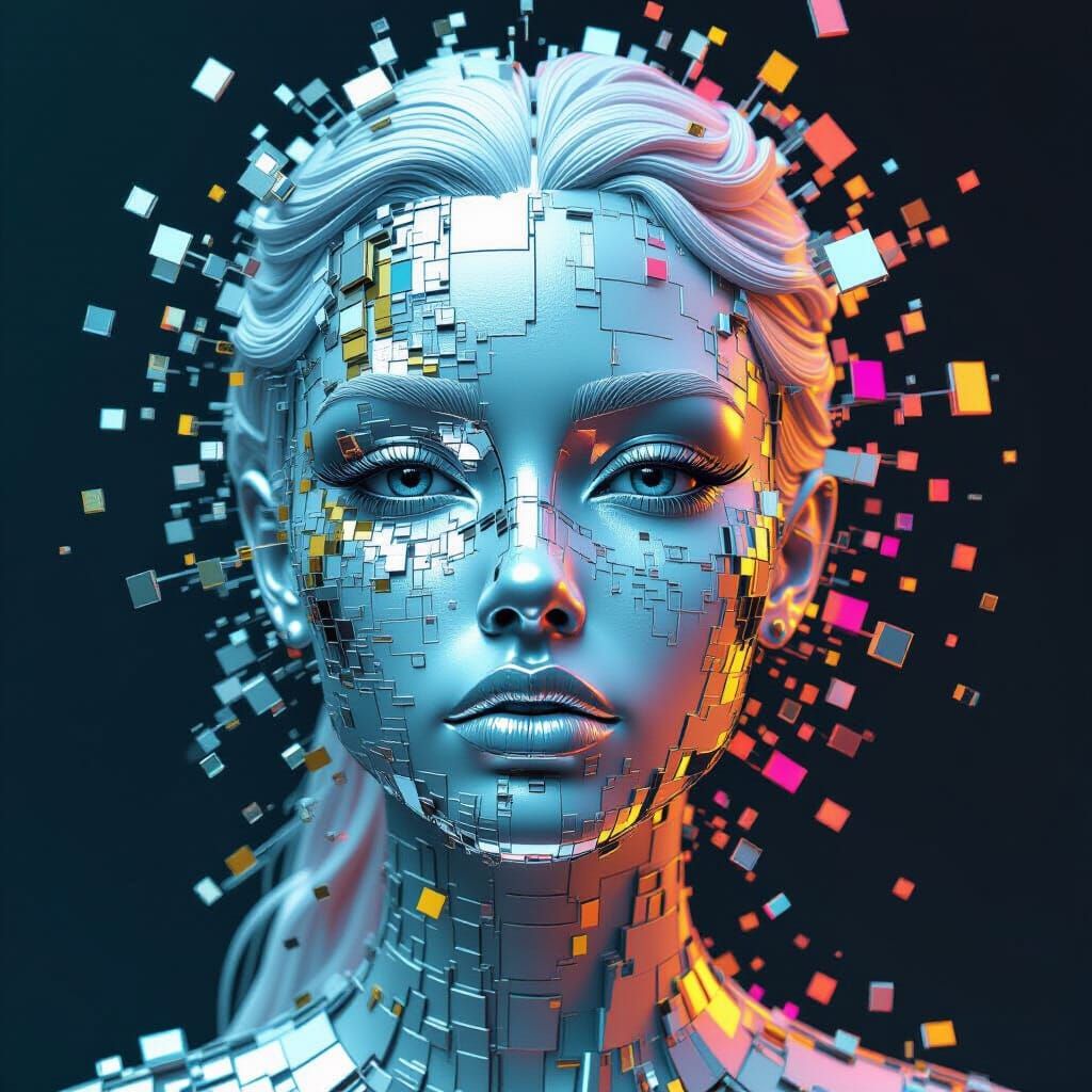 Glitch Art Portrait of an Albino Woman