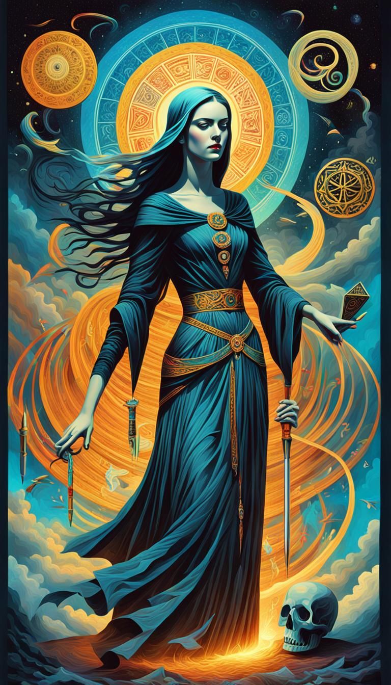 Cubist Designer's Dance with Death in Surreal Digital Art