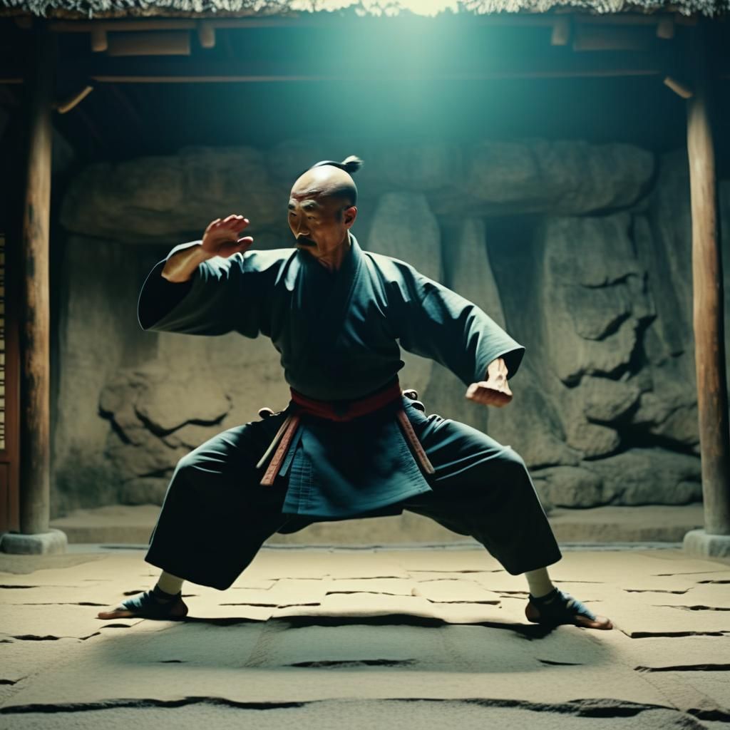 Ancient Kung Fu Master Kicks Feather in Okinawa Dojo