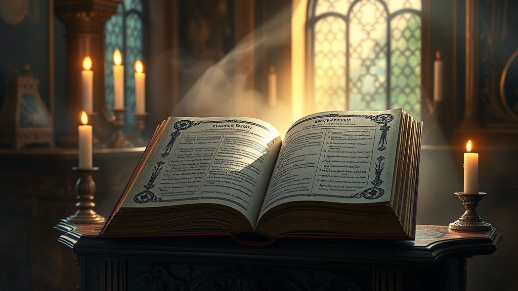 Mystical Occult Book on Pulpit in Ethereal Style