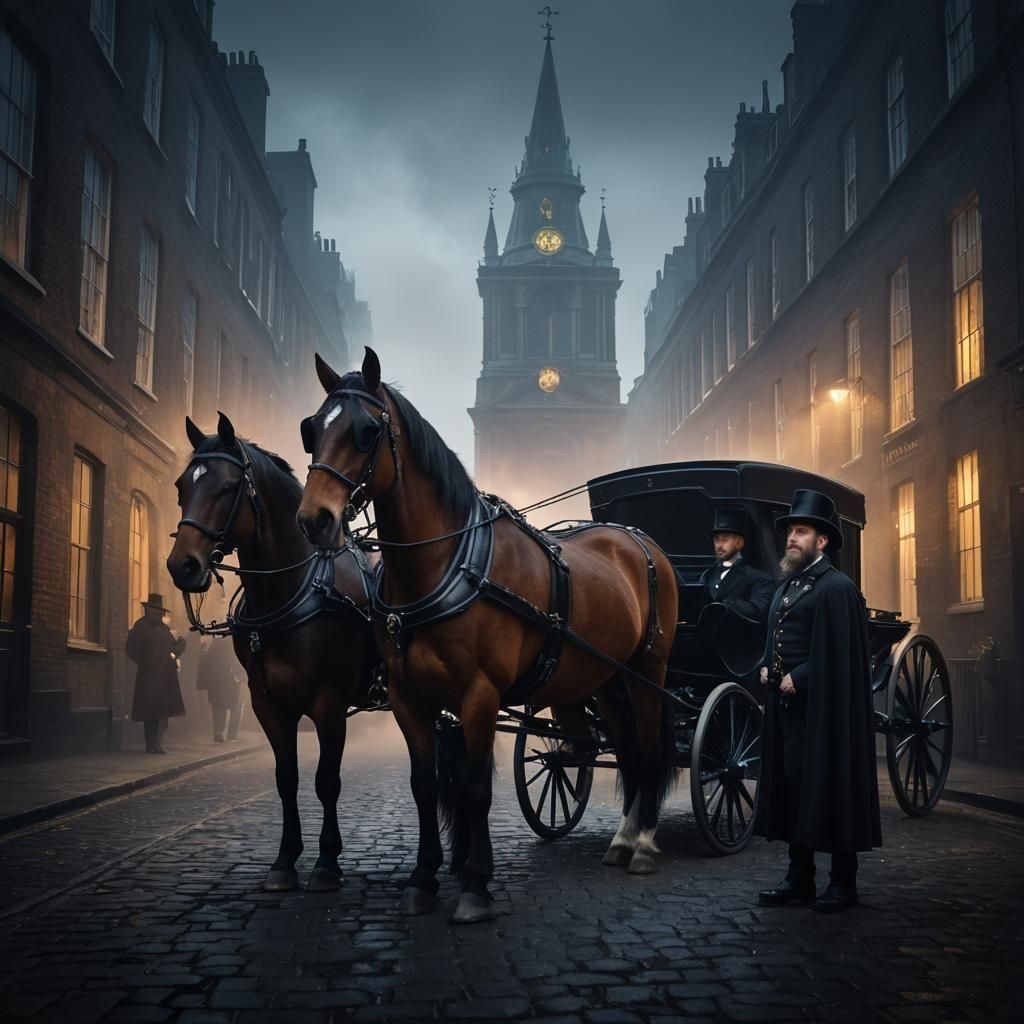 Victorian Gentleman in Foggy London Fantasy Art