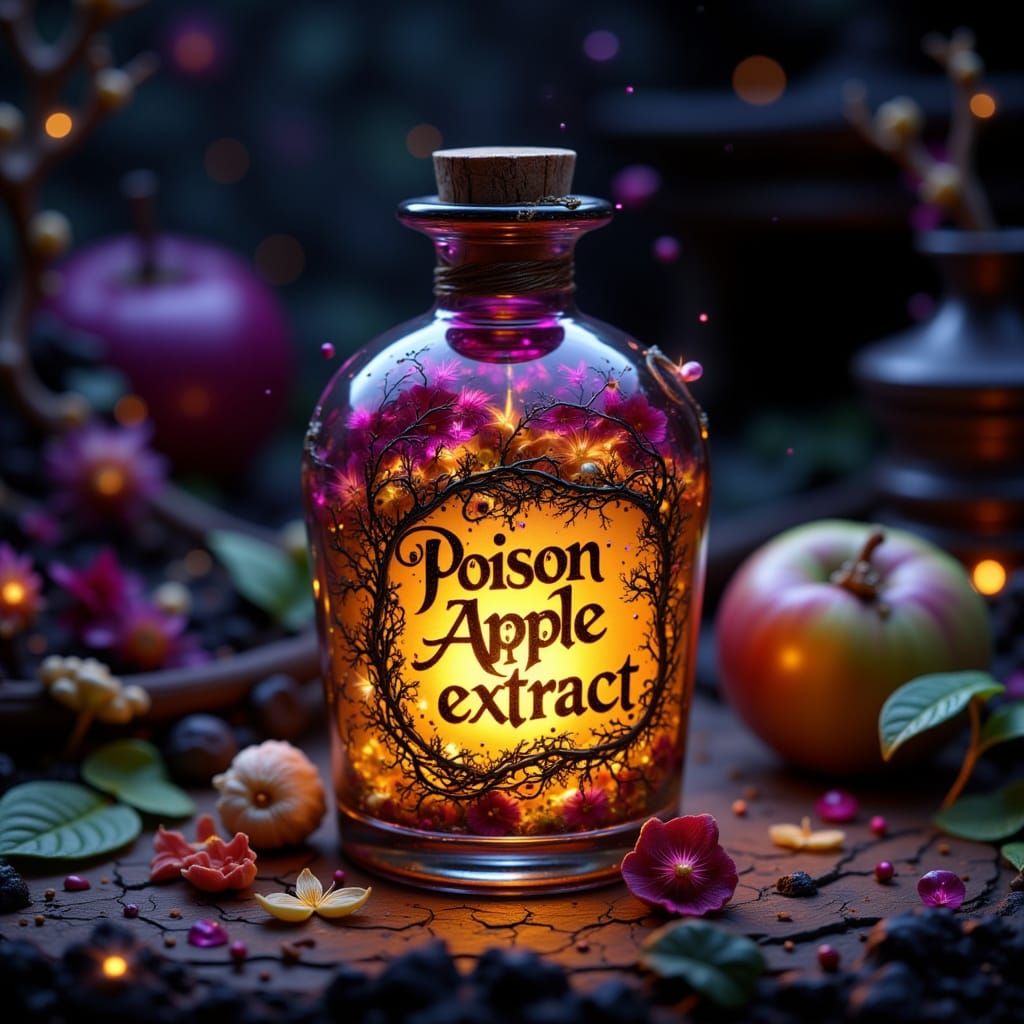 Whimsical Potion Vial in Amber and Gold