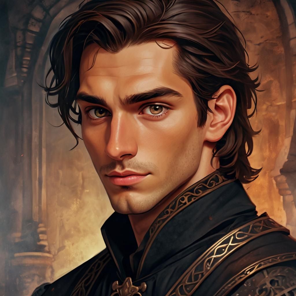 Medieval Man Portrait with Castle Backdrop