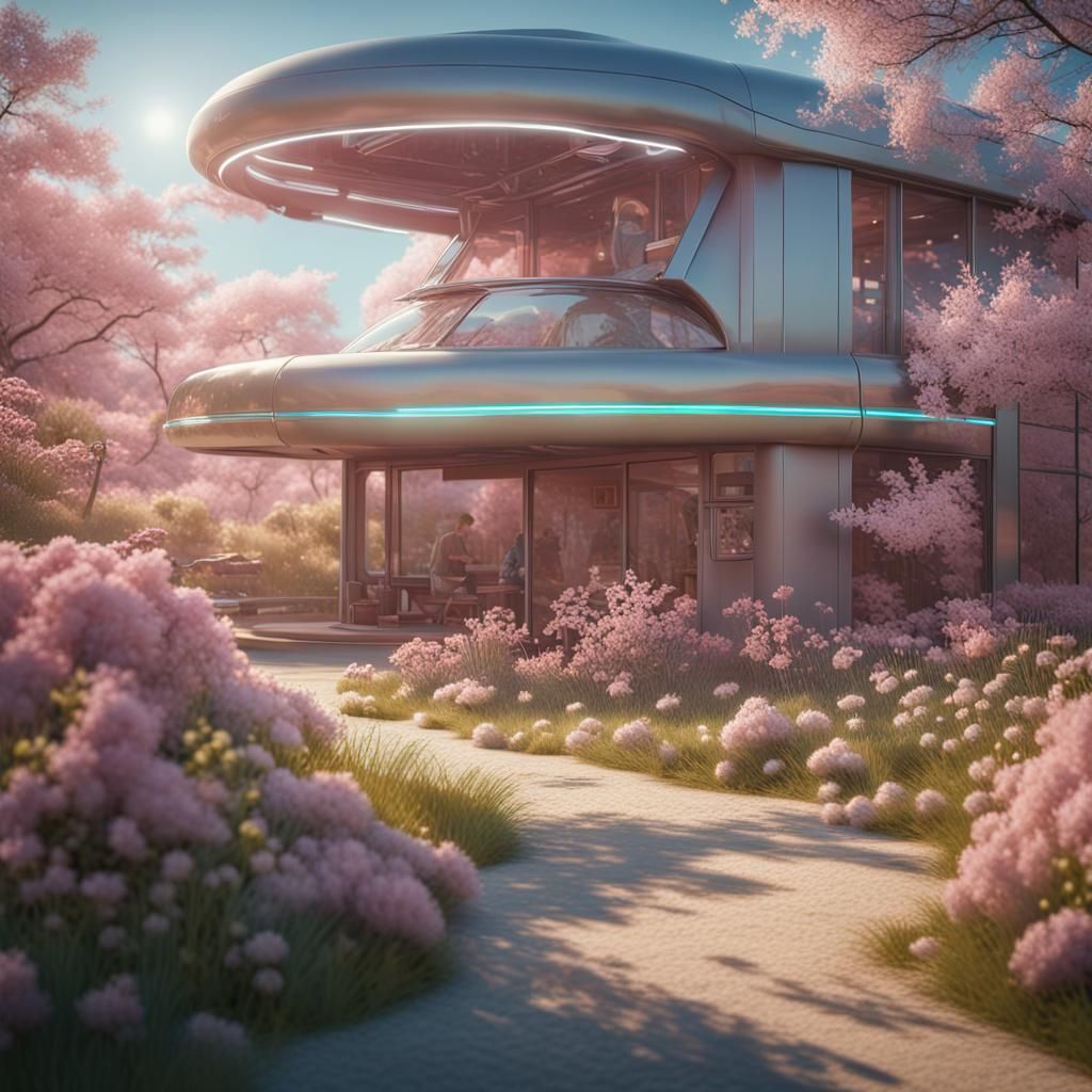 Futuristic Americana Sculpture Radiating Sci-Fi Glow