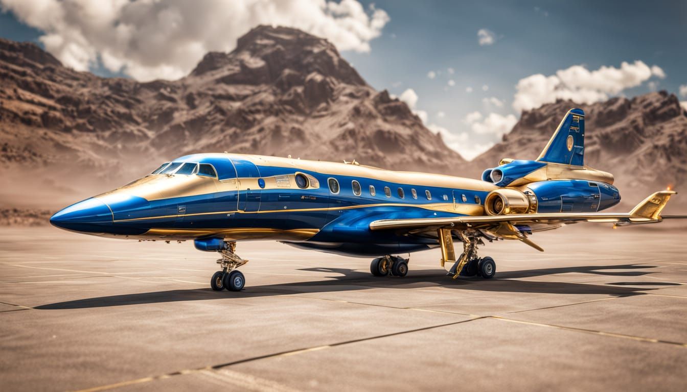 Gold and Blue Star Cruiser Lands at Spaceport