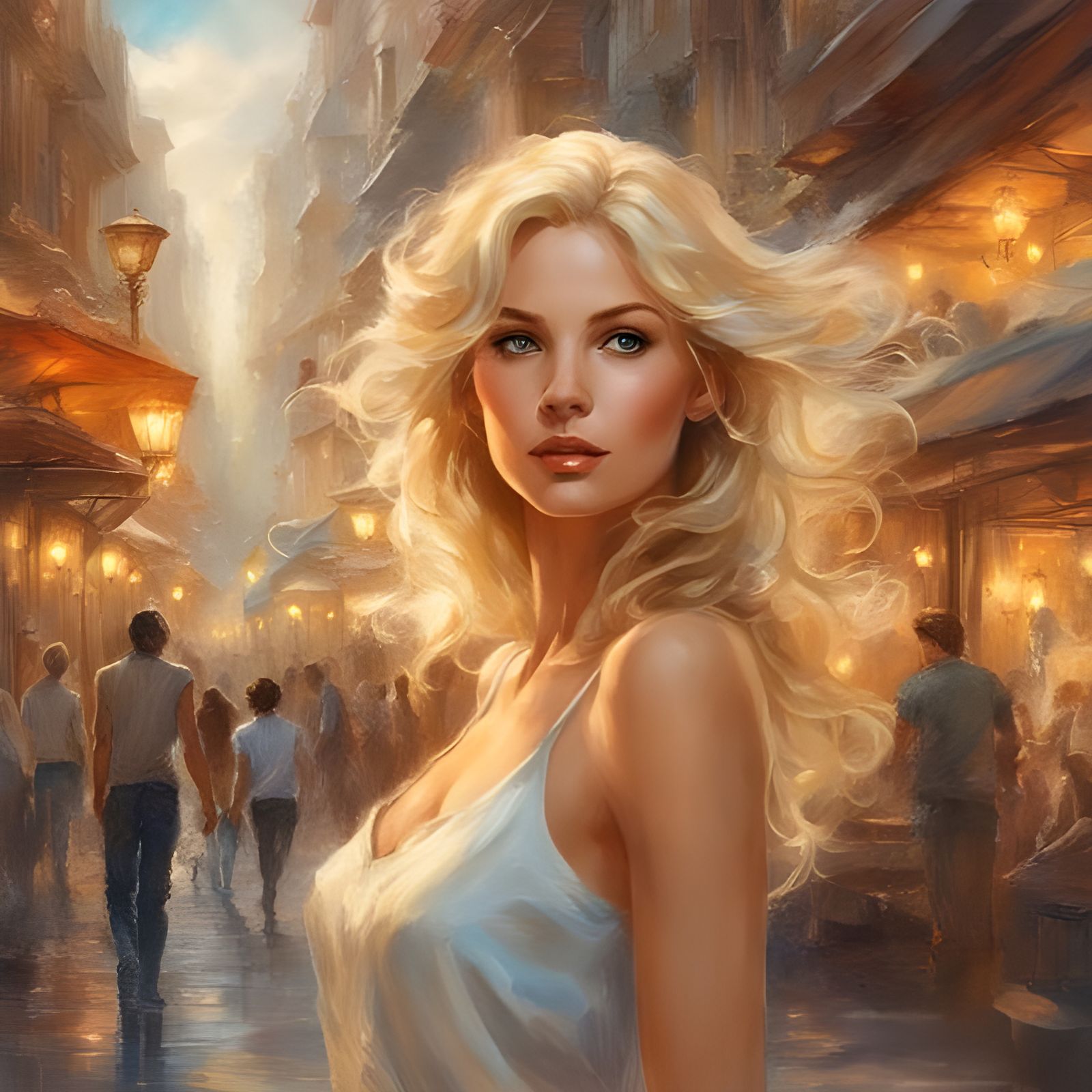 Stunning Blonde Portrait in Splash Art Style