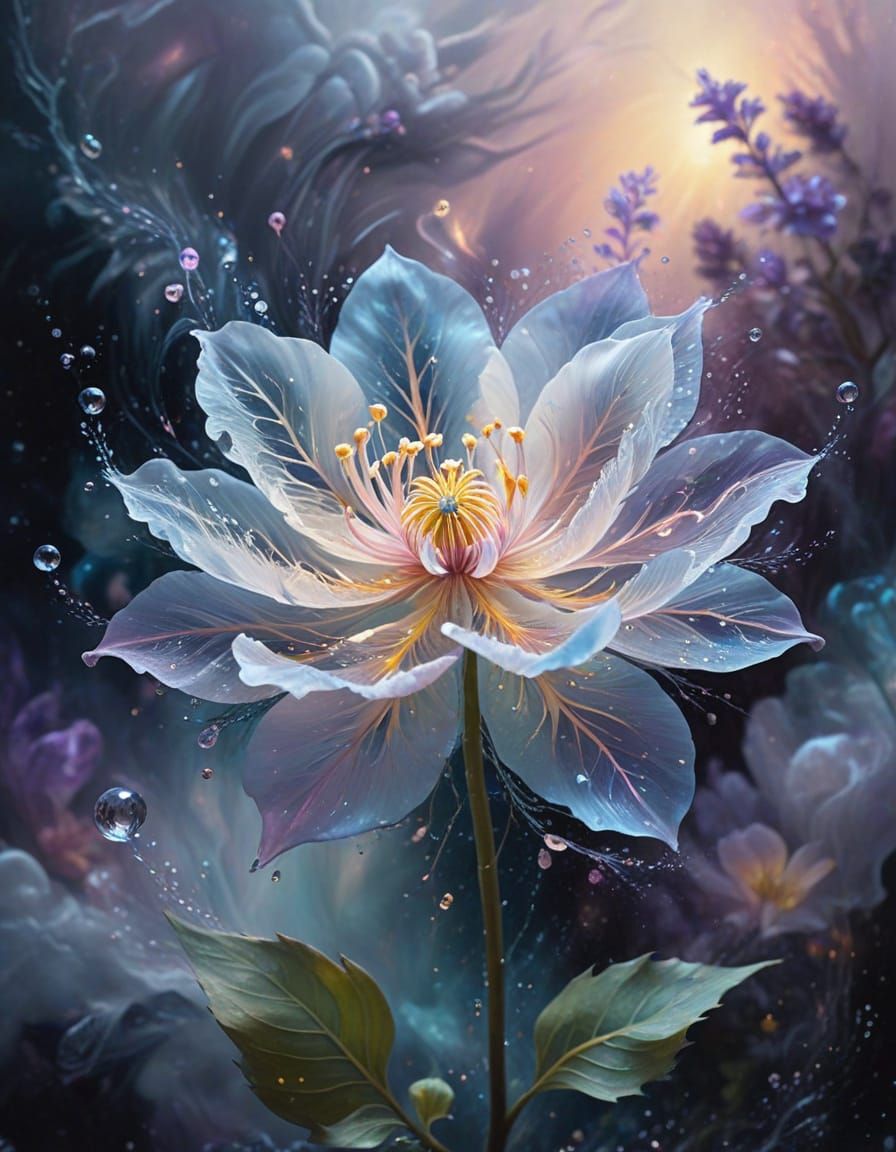 Surrealist Dreamscape: Flower in Ethereal Tempest