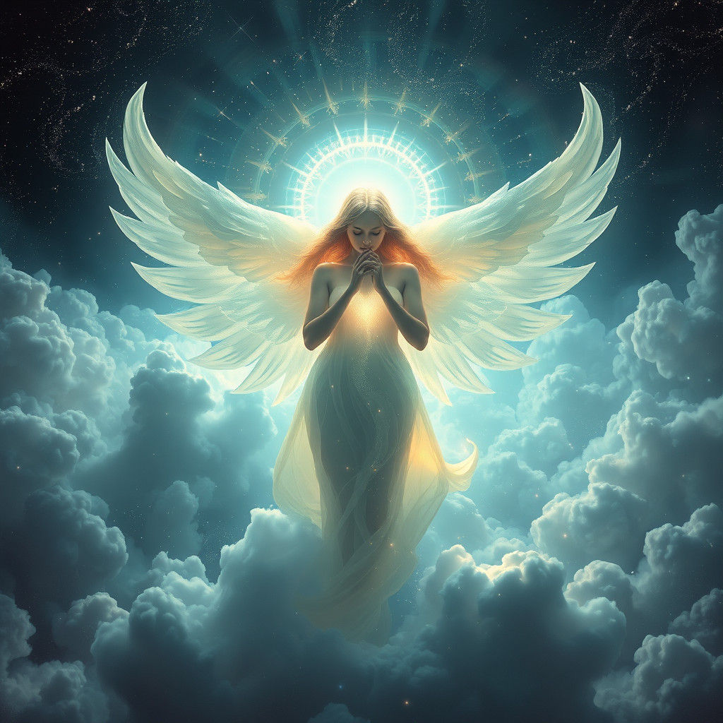Ethereal Angel in Celestial Realm: Matte Painting