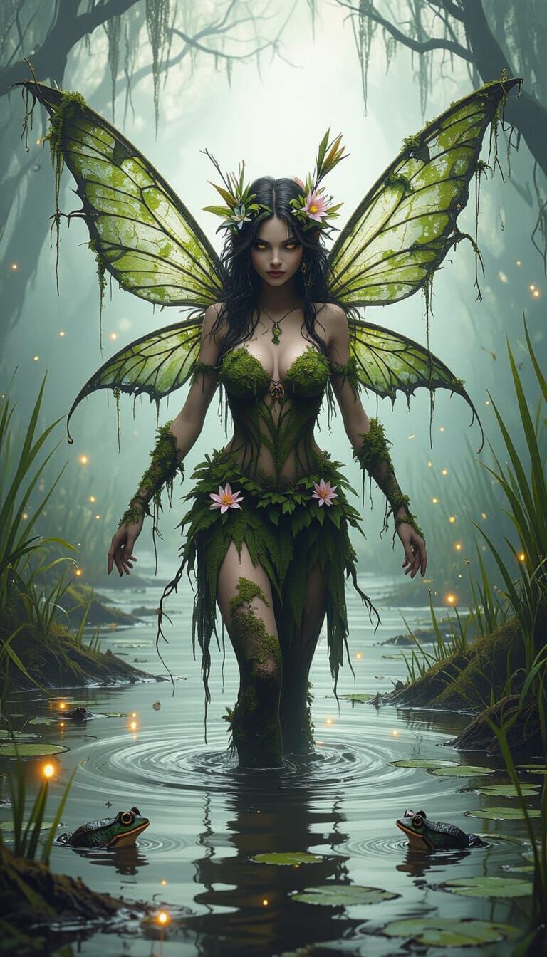 Swamp Fairy Emerging from Murky Bog