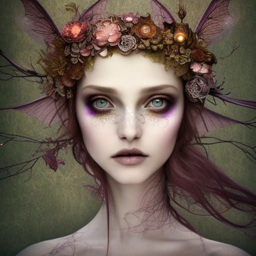 Smoky Fairy Face on Pearlescent Silk