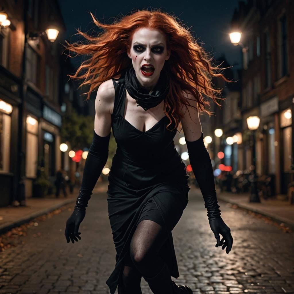 Ethereal Gothic Vampire in Mid-Flight