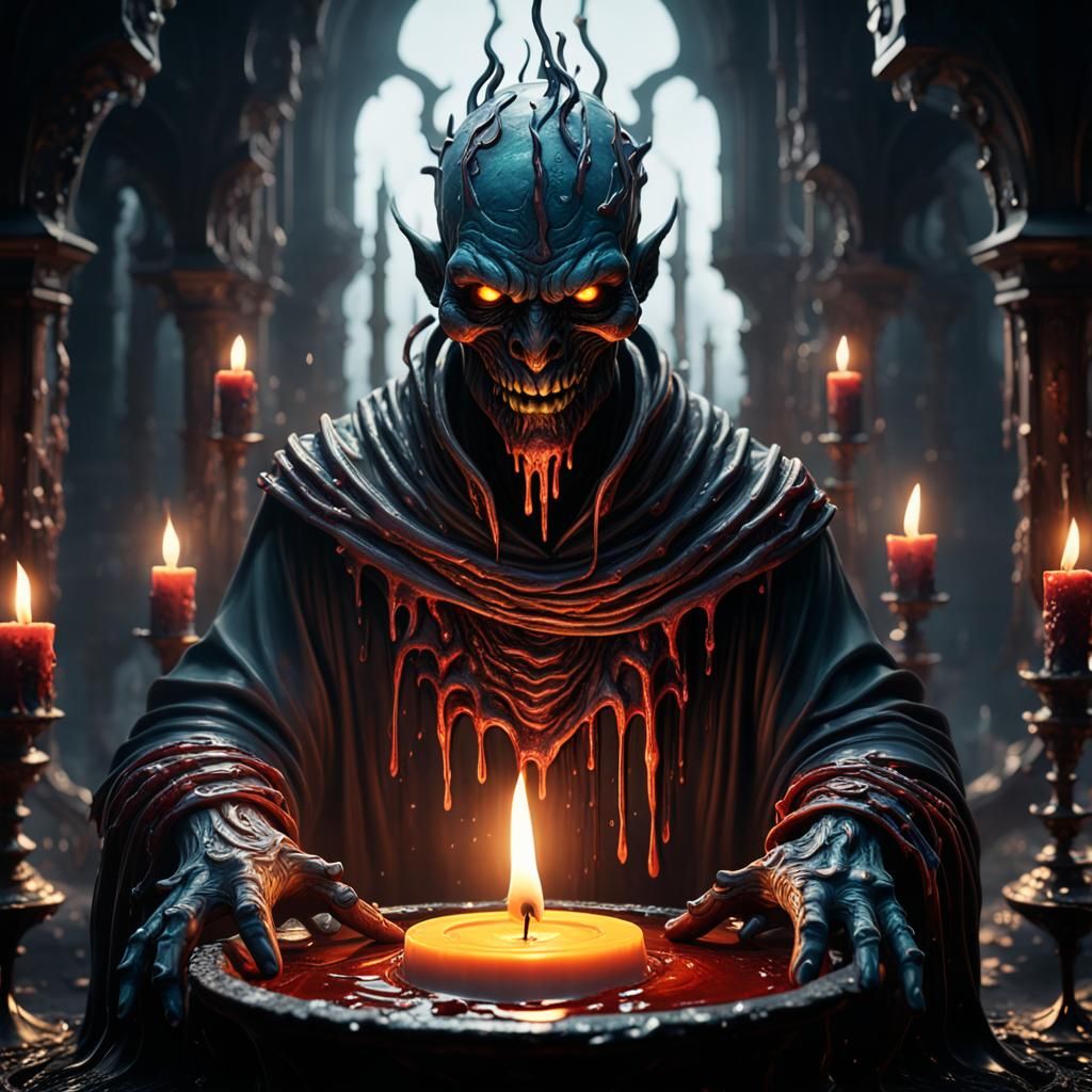 Melting Faceless Demon Shadow: Detailed Matte Painting