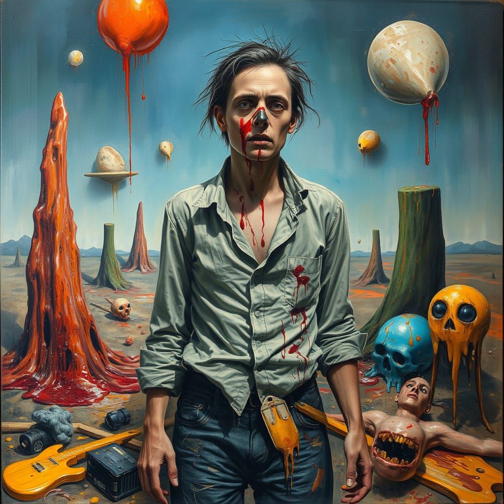 Surreal Figure in a Dreamlike Oil Painting