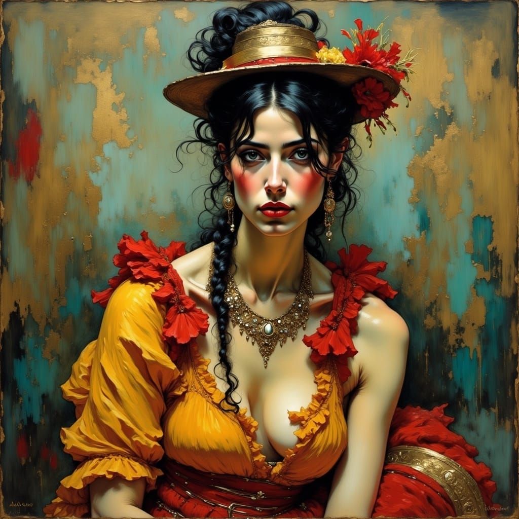 Gypsy Woman in Traditional attire, Vibrant Colors