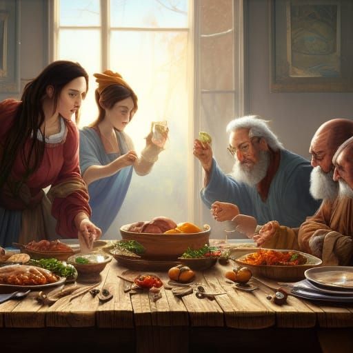 Thanksgiving Feast: Pilgrims at the First Thanksgiving