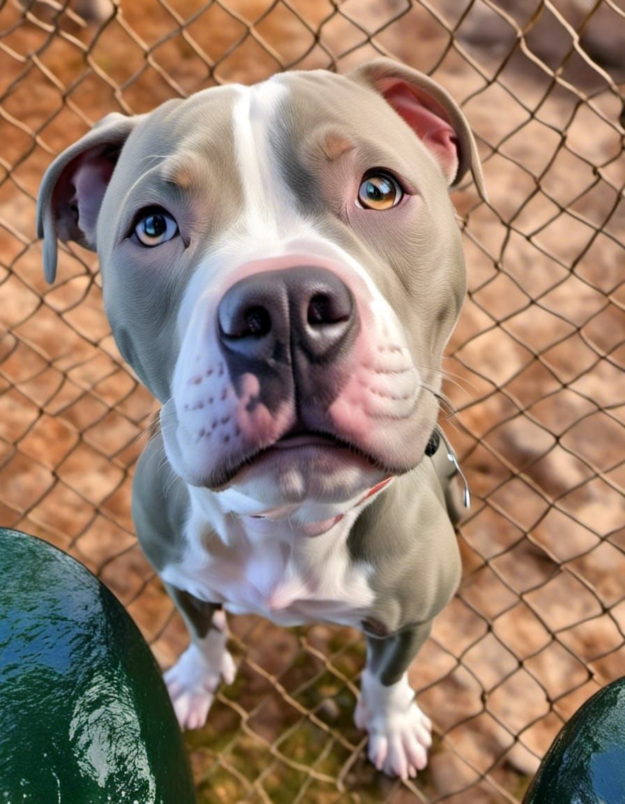 Pitbull Peeks Through Portal to Dream Garden