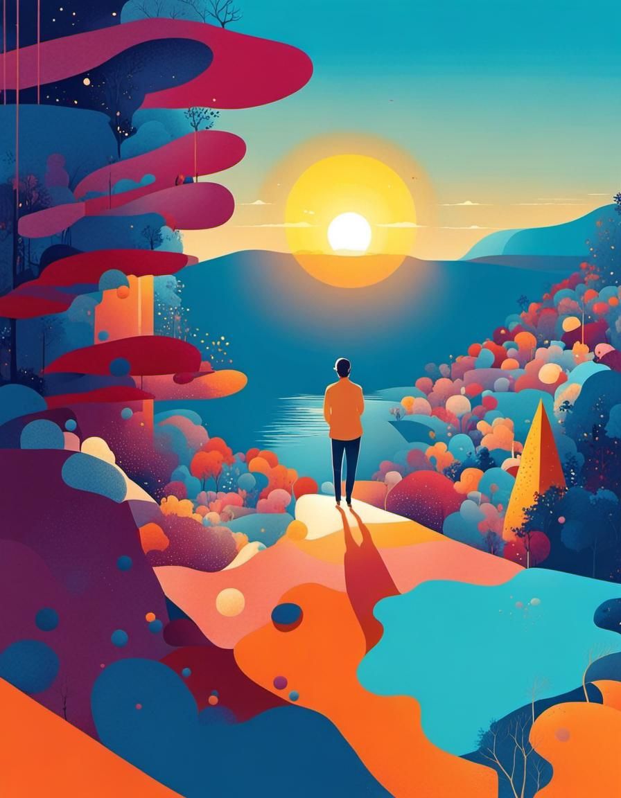 Abstract Sun: Colorful Digital Drawing