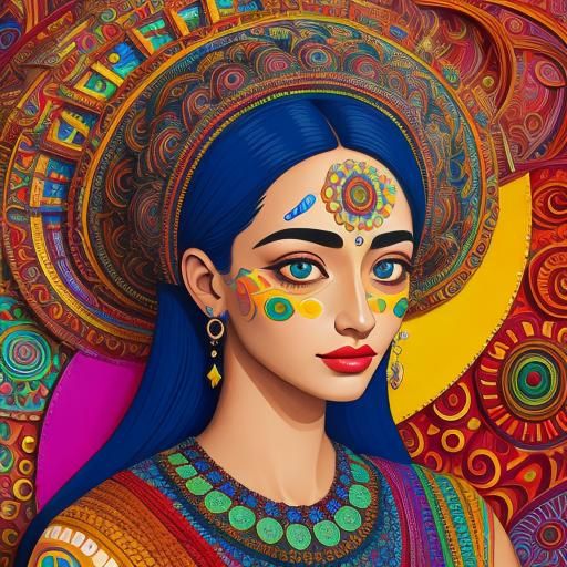 Psychedelic Portrait in Mixed Media with Quilling Patterns