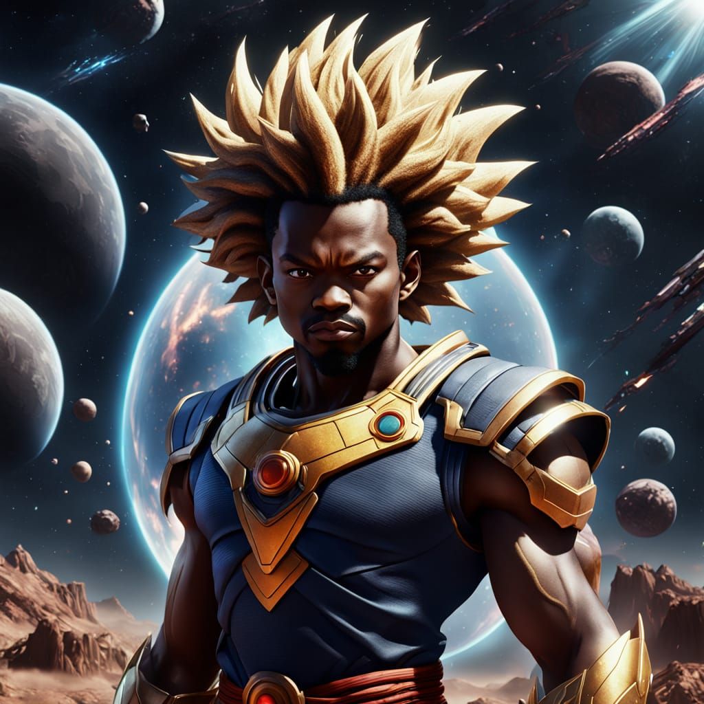 African American Super Saiyan in Cosmic Realm