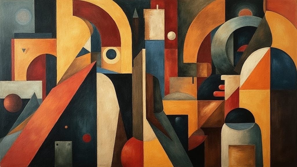 Abstract Cubist Exploration of Symbolism