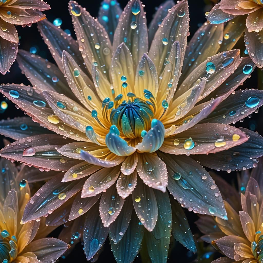 Bioluminescent Flower Close-Up in Ethereal Lighting