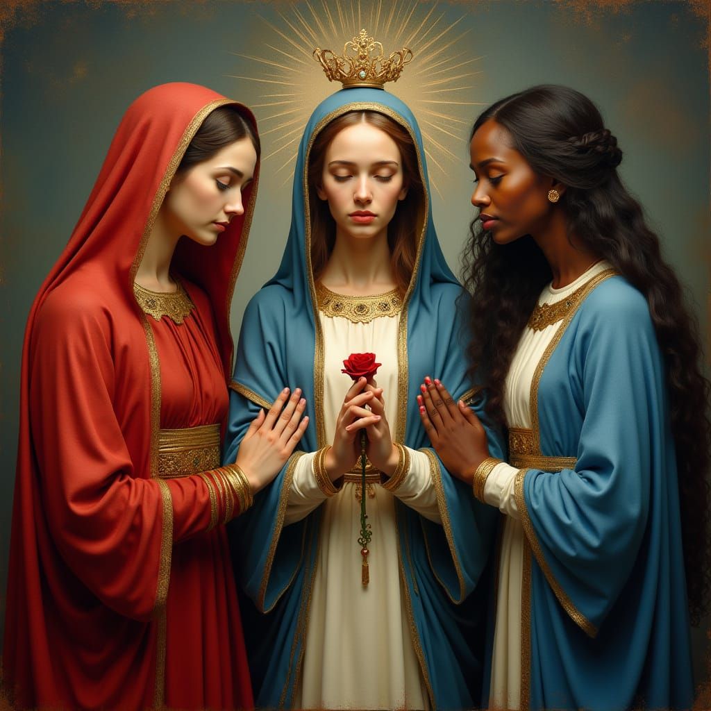 Three Holy Women by the Sea, Inspired by Old Masters