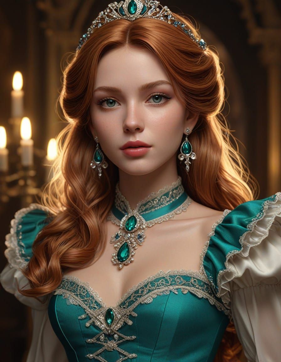 Surreal Victorian Countess in Elegant Corseted Ball Gown