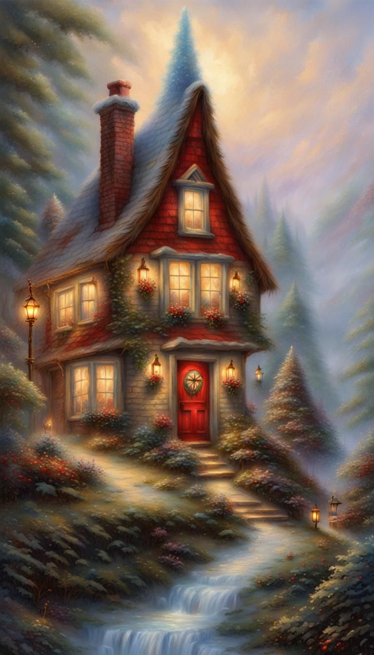 Gnome with Red Beard in Ethereal Fantasy Landscape