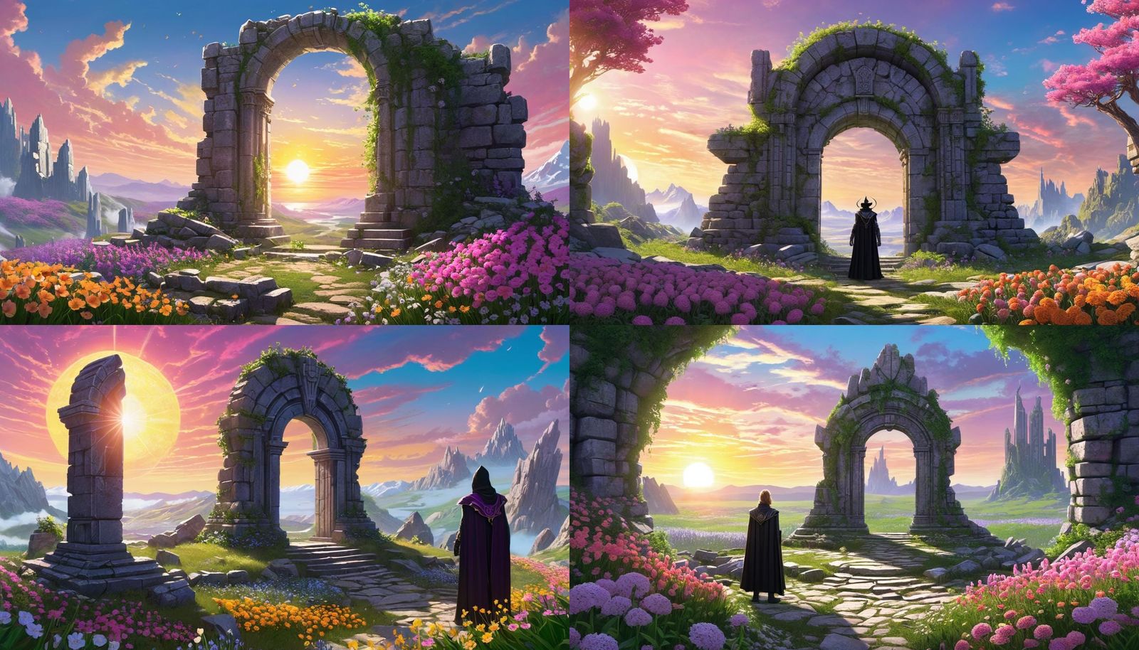 Warlock at Sunrise Portal in Fantasy Illustration