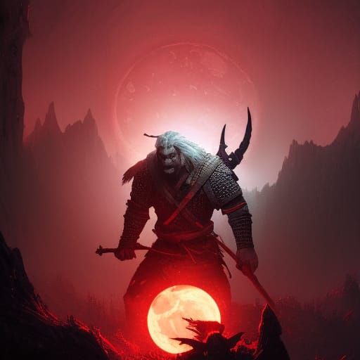 Orc Witcher Summons Demon on Bloodmoon Night