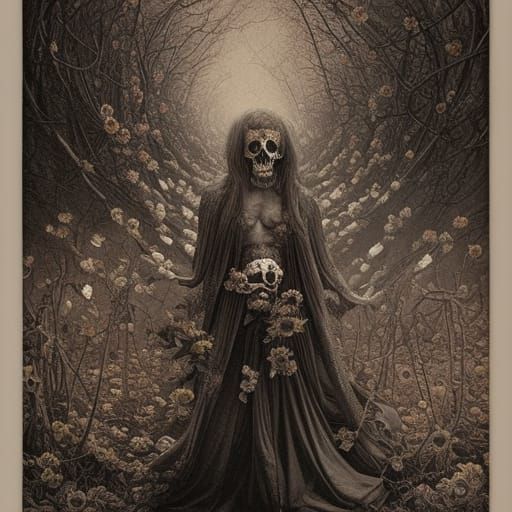 Cherry Blossom Skull: Hyper-Realistic Fantasy Art