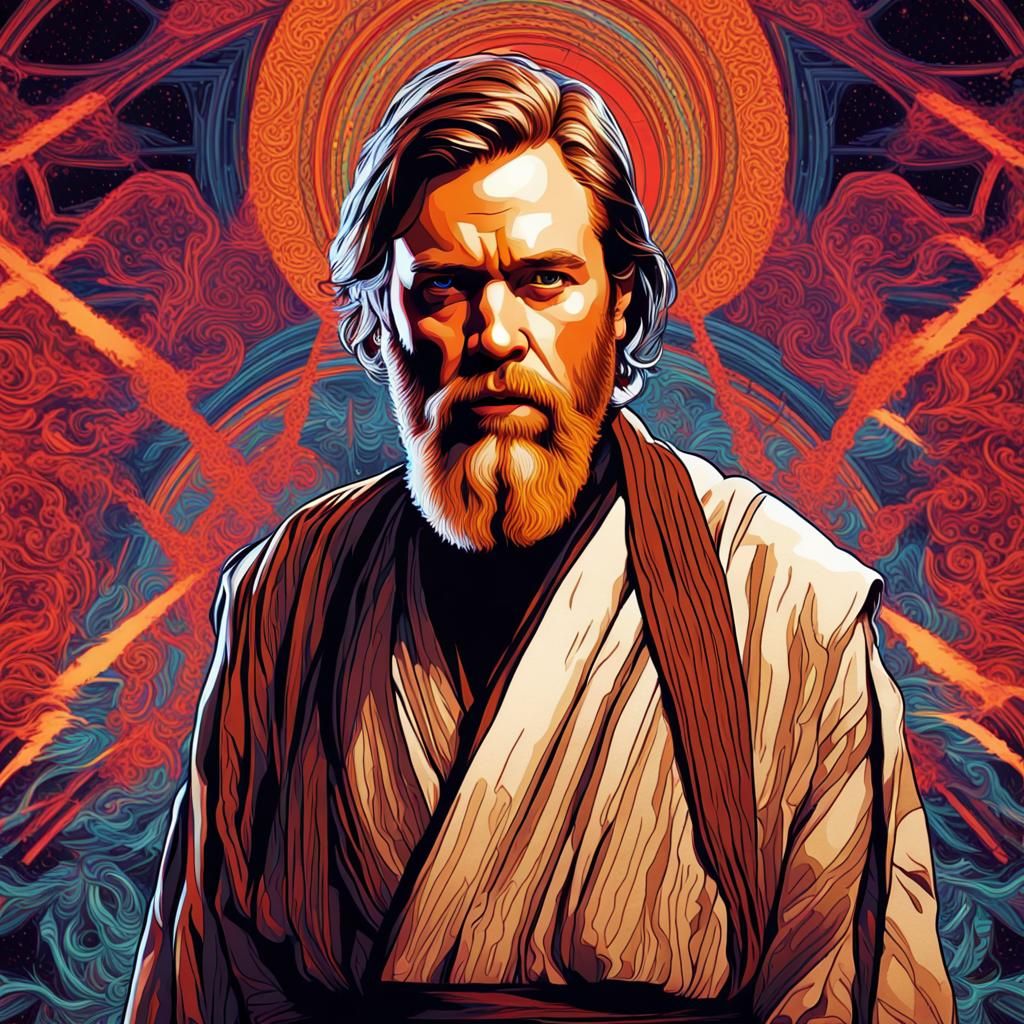 Psychedelic Propaganda Poster of Obi-Wan Kenobi