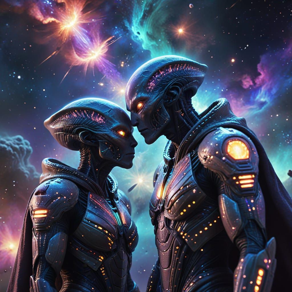 A peaceful interstellar meeting between civilizations from d...