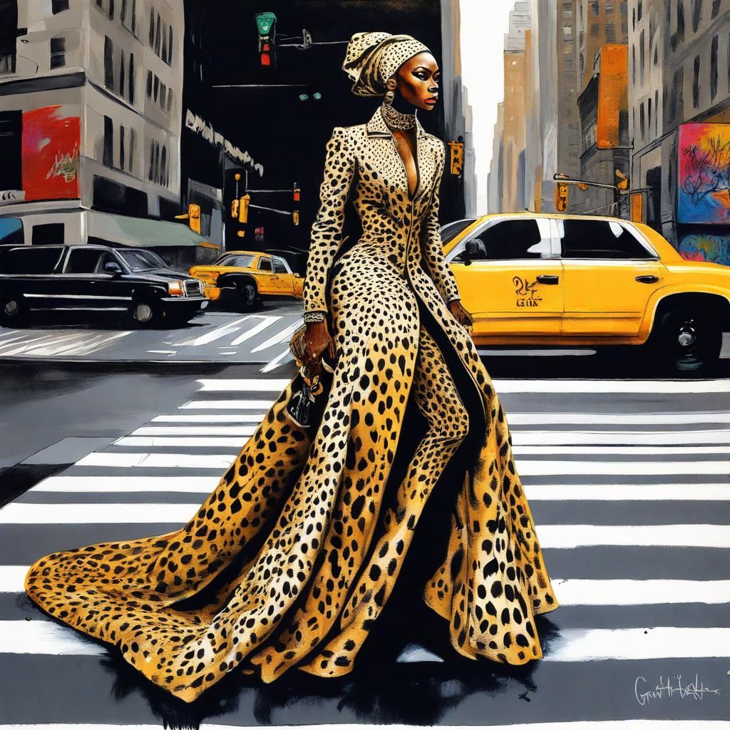 Cheetah in Haute Couture Gown on 5th Avenue