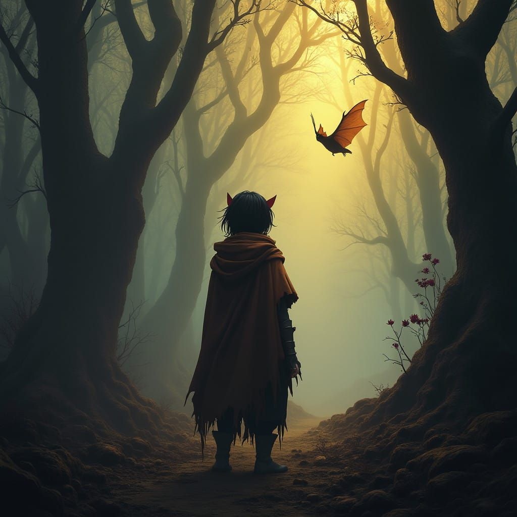 Moonlit Halfling Ranger in Dark Fantasy Landscape