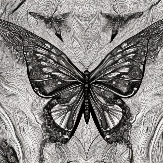 Butterfly Coloring Page in Detailed Matte Style