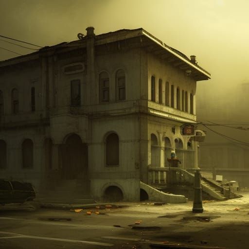 Derelict Police Station: Dark Fantasy Concept Art